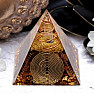 Orgonit pyramída s tigriím okom, krištáľom a špirálou